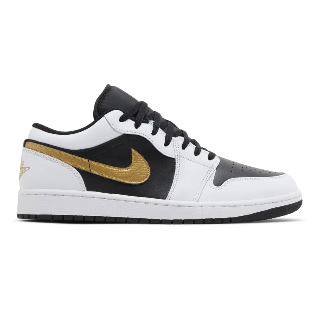 Jordan 1 Low White Black Metallic Gold Swoosh, görsel 1