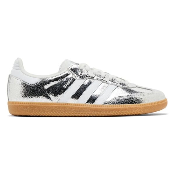adidas Samba OG Silver Metallic Cracked Leather Kadın